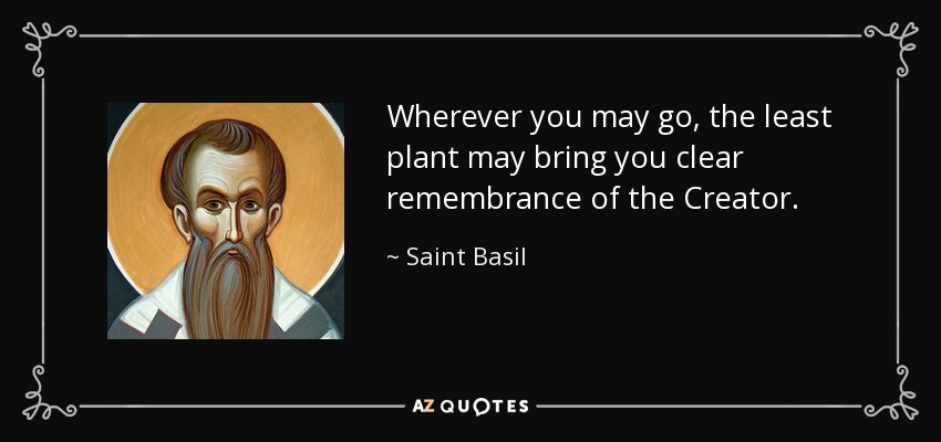 Wherever you may go, the least plant may bring you clear remembrance of the Creator. - Saint Basil