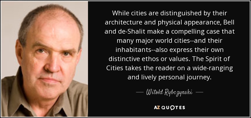 While cities are distinguished by their architecture and physical appearance, Bell and de-Shalit make a compelling case that many major world cities--and their inhabitants--also express their own distinctive ethos or values. The Spirit of Cities takes the reader on a wide-ranging and lively personal journey. - Witold Rybczynski