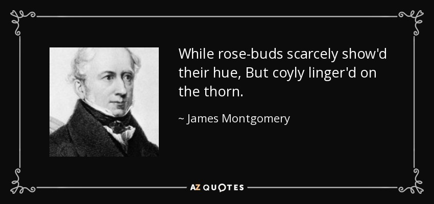 While rose-buds scarcely show'd their hue, But coyly linger'd on the thorn. - James Montgomery