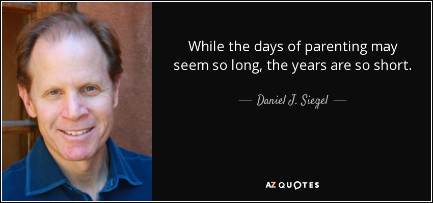 While the days of parenting may seem so long, the years are so short. - Daniel J. Siegel