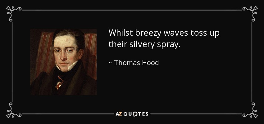 Whilst breezy waves toss up their silvery spray. - Thomas Hood