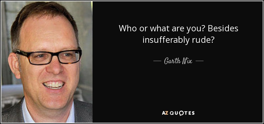 Who or what are you? Besides insufferably rude? - Garth Nix