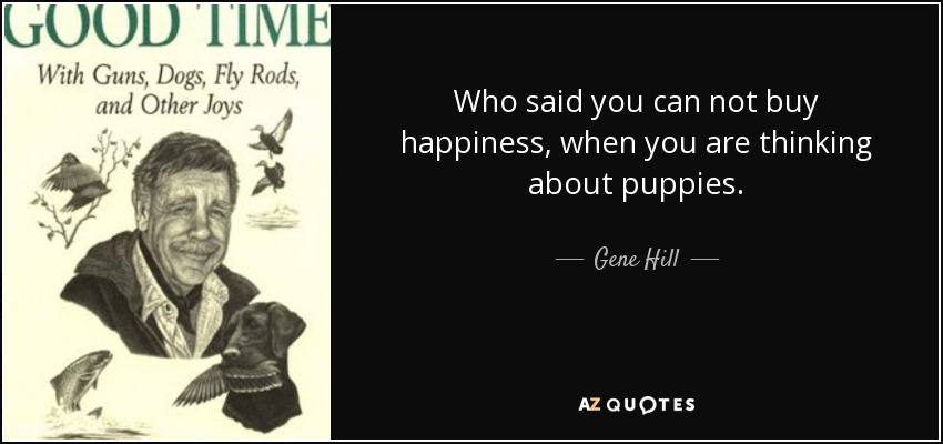 Who said you can not buy happiness, when you are thinking about puppies. - Gene Hill