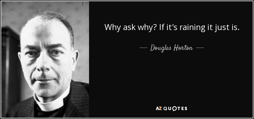 Why ask why? If it's raining it just is. - Douglas Horton