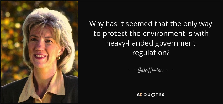 Why has it seemed that the only way to protect the environment is with heavy-handed government regulation? - Gale Norton