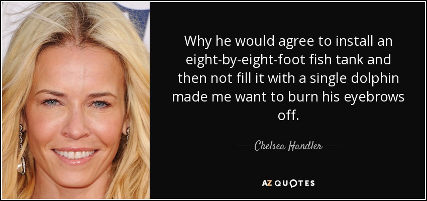 Why he would agree to install an eight-by-eight-foot fish tank and then not fill it with a single dolphin made me want to burn his eyebrows off. - Chelsea Handler