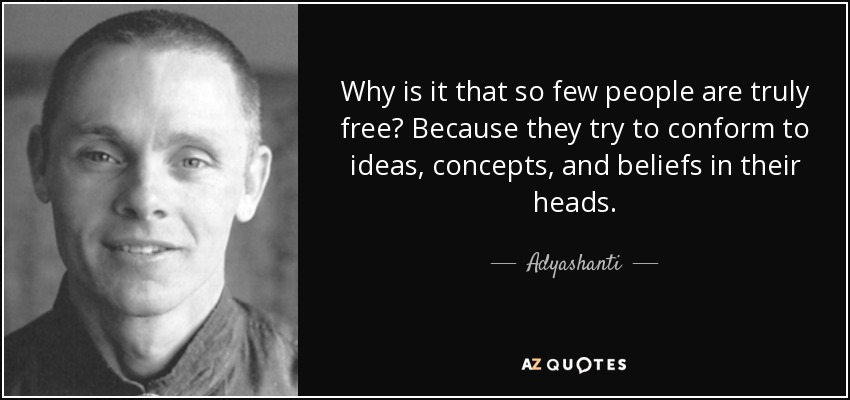 Why is it that so few people are truly free? Because they try to conform to ideas, concepts, and beliefs in their heads. - Adyashanti