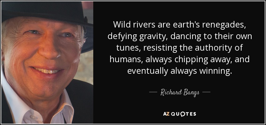 Wild rivers are earth's renegades, defying gravity, dancing to their own tunes, resisting the authority of humans, always chipping away, and eventually always winning. - Richard Bangs