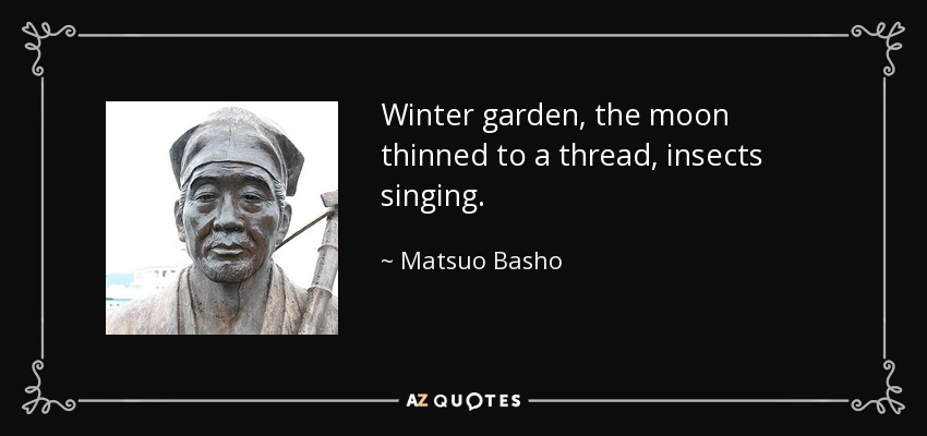 Winter garden, the moon thinned to a thread, insects singing. - Matsuo Basho