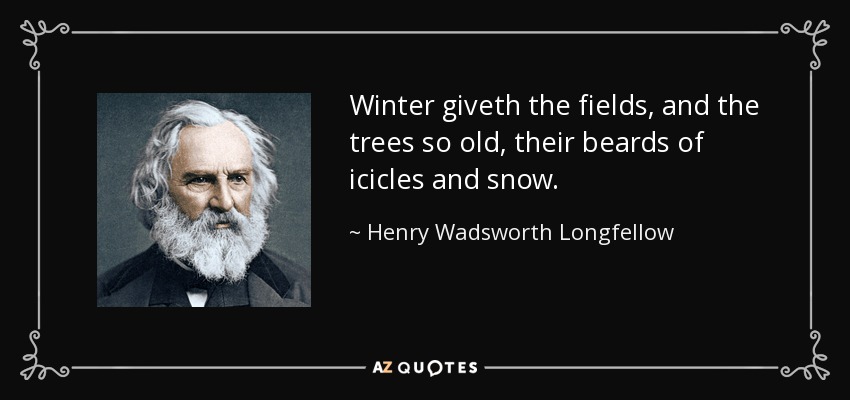 Winter giveth the fields, and the trees so old, their beards of icicles and snow. - Henry Wadsworth Longfellow