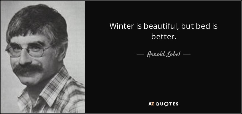 Winter is beautiful, but bed is better. - Arnold Lobel