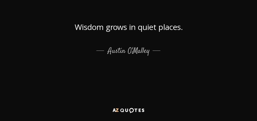 Wisdom grows in quiet places. - Austin O'Malley