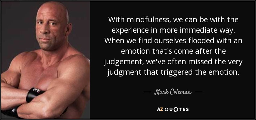 With mindfulness, we can be with the experience in more immediate way. When we find ourselves flooded with an emotion that's come after the judgement, we've often missed the very judgment that triggered the emotion. - Mark Coleman