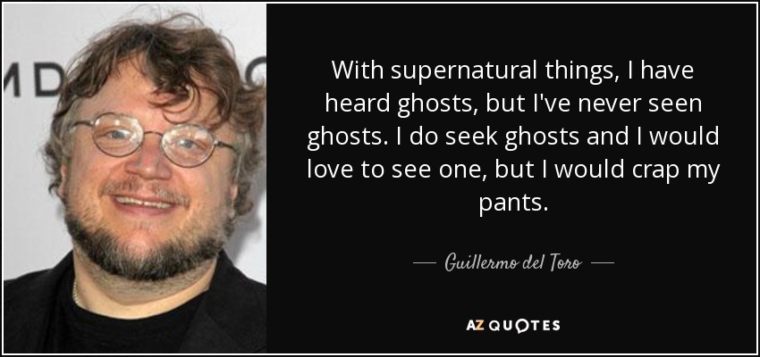 With supernatural things, I have heard ghosts, but I've never seen ghosts. I do seek ghosts and I would love to see one, but I would crap my pants. - Guillermo del Toro
