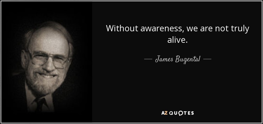 Without awareness, we are not truly alive. - James Bugental