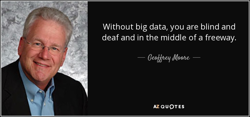 Without big data, you are blind and deaf and in the middle of a freeway. - Geoffrey Moore