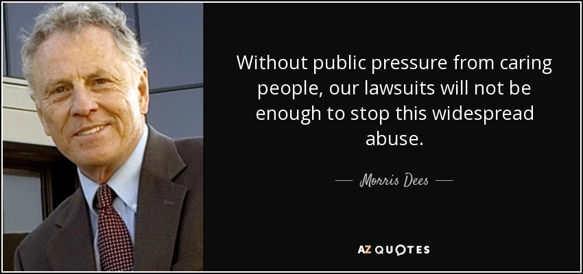 Without public pressure from caring people, our lawsuits will not be enough to stop this widespread abuse. - Morris Dees
