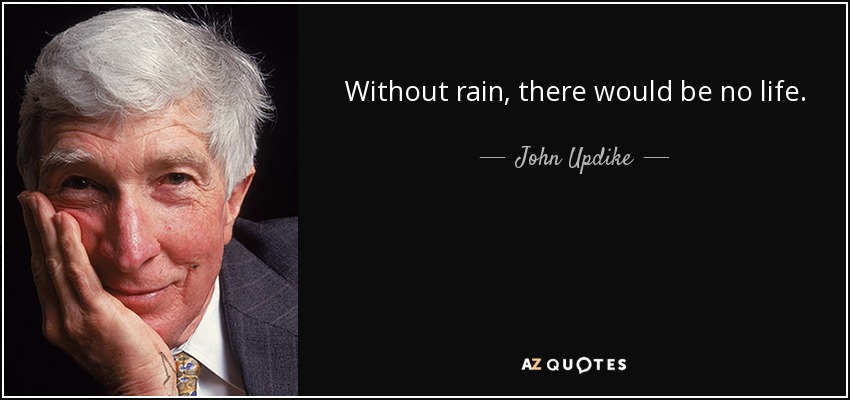 Without rain, there would be no life. - John Updike