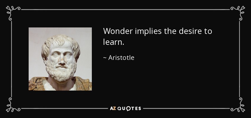 Wonder implies the desire to learn. - Aristotle