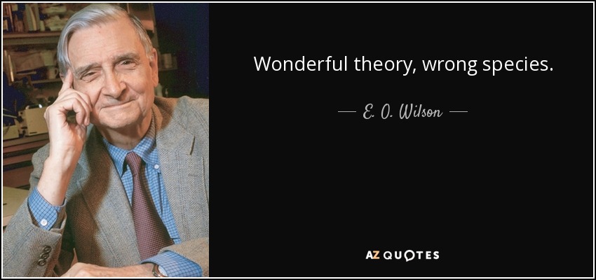 Wonderful theory, wrong species. - E. O. Wilson