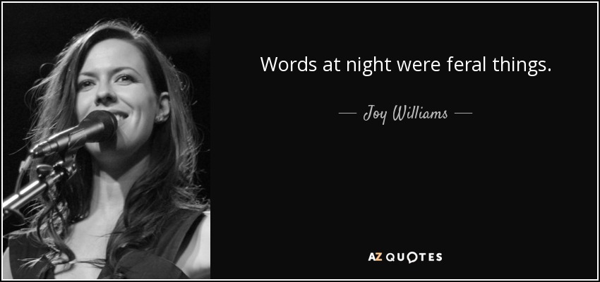 Words at night were feral things. - Joy Williams