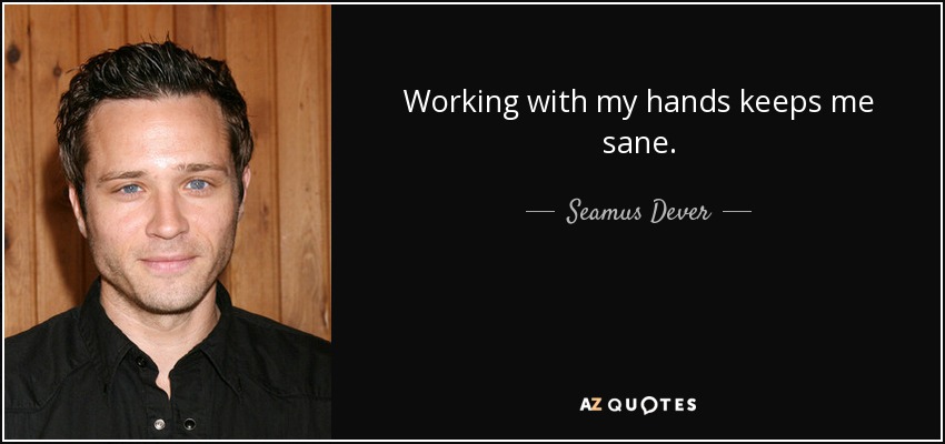 Working with my hands keeps me sane. - Seamus Dever