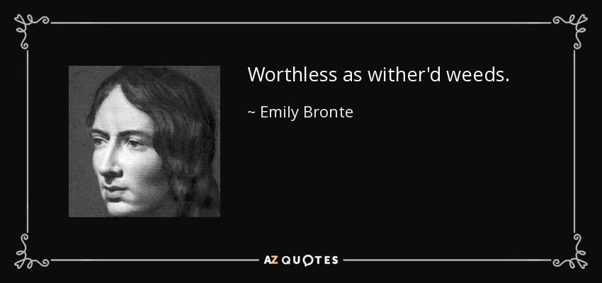 Worthless as wither'd weeds. - Emily Bronte