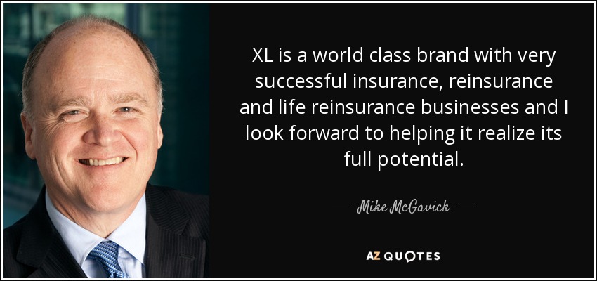 XL is a world class brand with very successful insurance, reinsurance and life reinsurance businesses and I look forward to helping it realize its full potential. - Mike McGavick