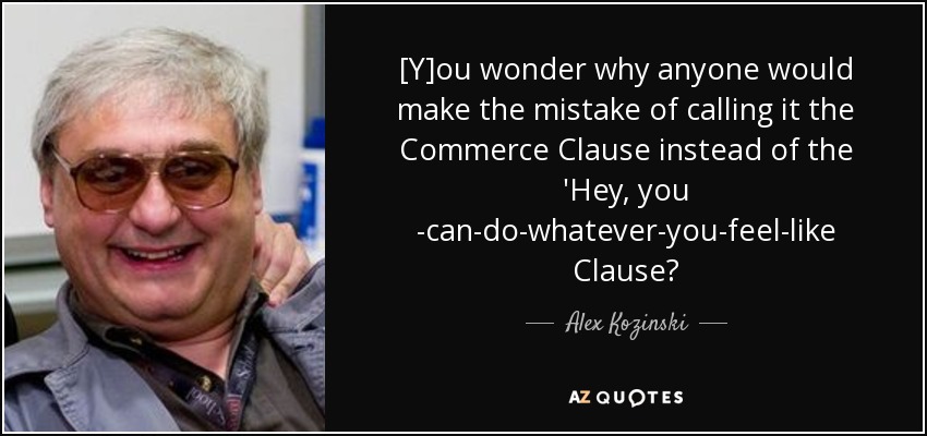 [Y]ou wonder why anyone would make the mistake of calling it the Commerce Clause instead of the 'Hey, you -can-do-whatever-you-feel-like Clause? - Alex Kozinski