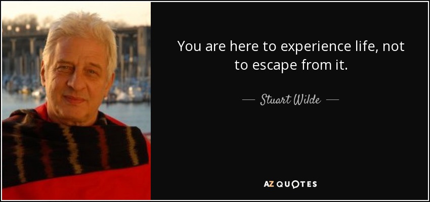 You are here to experience life, not to escape from it. - Stuart Wilde
