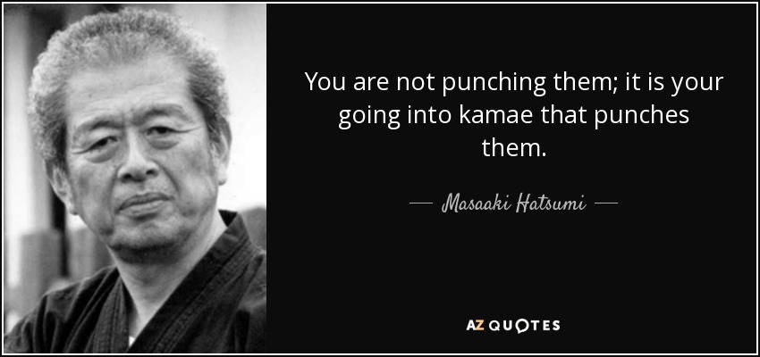 You are not punching them; it is your going into kamae that punches them. - Masaaki Hatsumi
