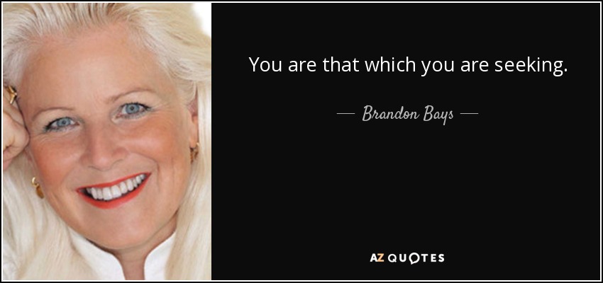 You are that which you are seeking. - Brandon Bays
