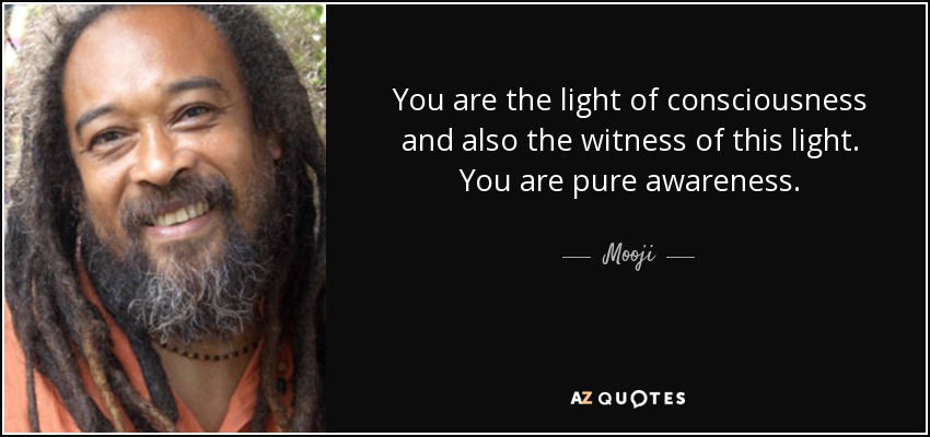 You are the light of consciousness and also the witness of this light. You are pure awareness. - Mooji