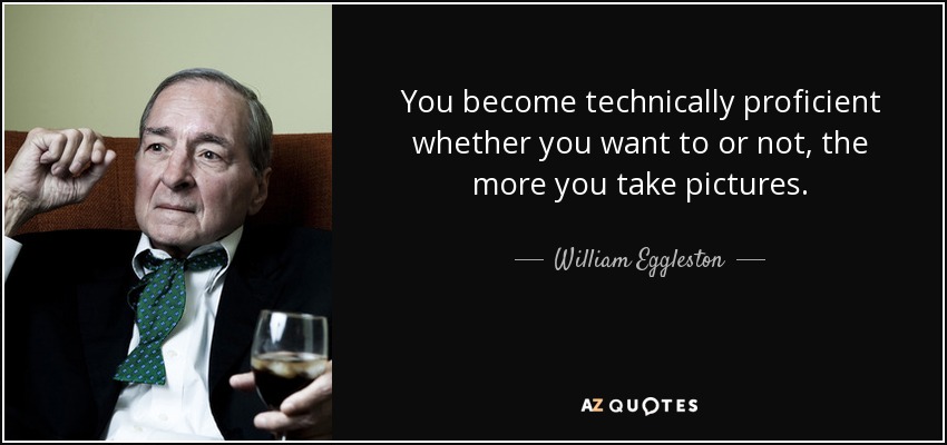You become technically proficient whether you want to or not, the more you take pictures. - William Eggleston