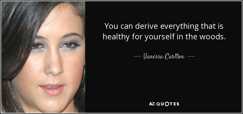 You can derive everything that is healthy for yourself in the woods. - Vanessa Carlton