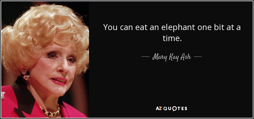 You can eat an elephant one bit at a time. - Mary Kay Ash