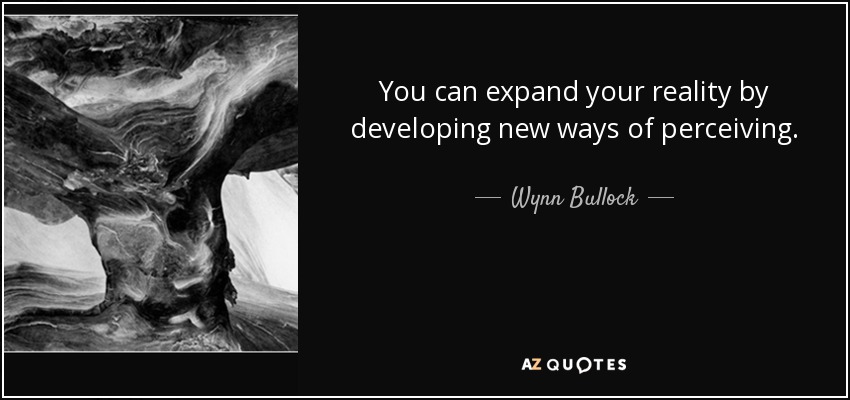 You can expand your reality by developing new ways of perceiving. - Wynn Bullock