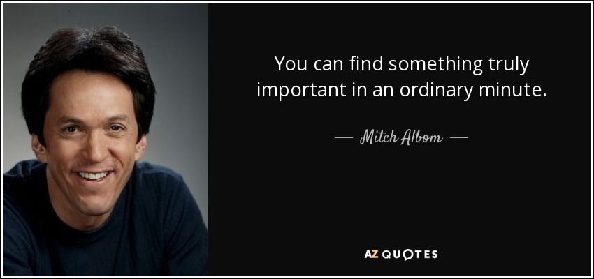 You can find something truly important in an ordinary minute. - Mitch Albom