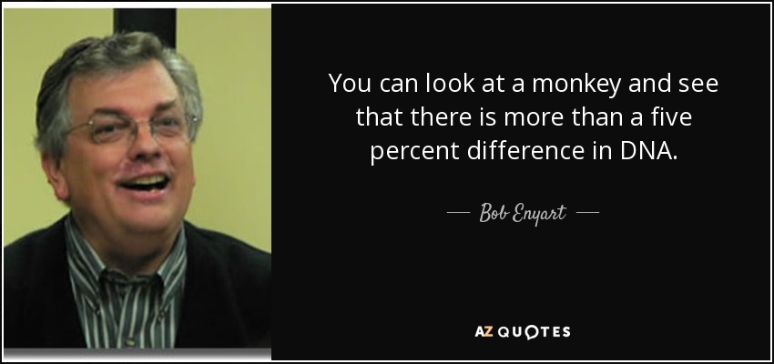 You can look at a monkey and see that there is more than a five percent difference in DNA. - Bob Enyart
