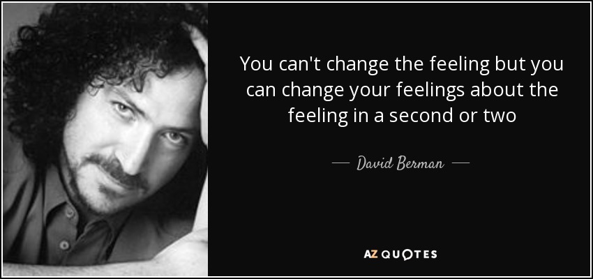 You can't change the feeling but you can change your feelings about the feeling in a second or two - David Berman
