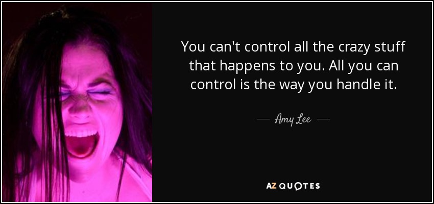 You can't control all the crazy stuff that happens to you. All you can control is the way you handle it. - Amy Lee