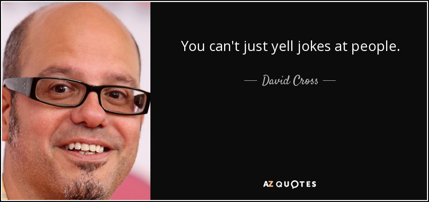 You can't just yell jokes at people. - David Cross