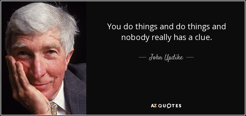 You do things and do things and nobody really has a clue. - John Updike