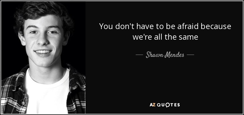 You don't have to be afraid because we're all the same - Shawn Mendes