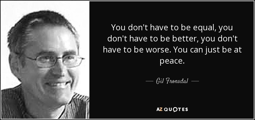 You don't have to be equal, you don't have to be better, you don't have to be worse. You can just be at peace. - Gil Fronsdal