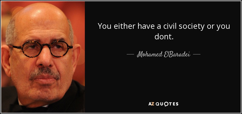 You either have a civil society or you dont. - Mohamed ElBaradei