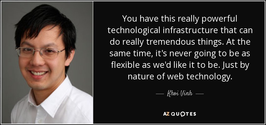 You have this really powerful technological infrastructure that can do really tremendous things. At the same time, it's never going to be as flexible as we'd like it to be. Just by nature of web technology. - Khoi Vinh