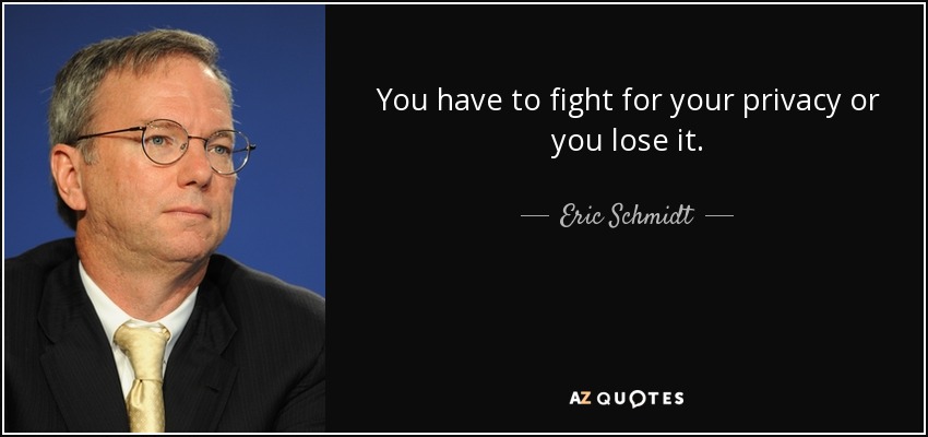 You have to fight for your privacy or you lose it. - Eric Schmidt