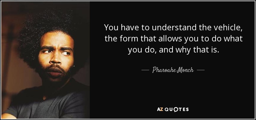 You have to understand the vehicle, the form that allows you to do what you do, and why that is. - Pharoahe Monch