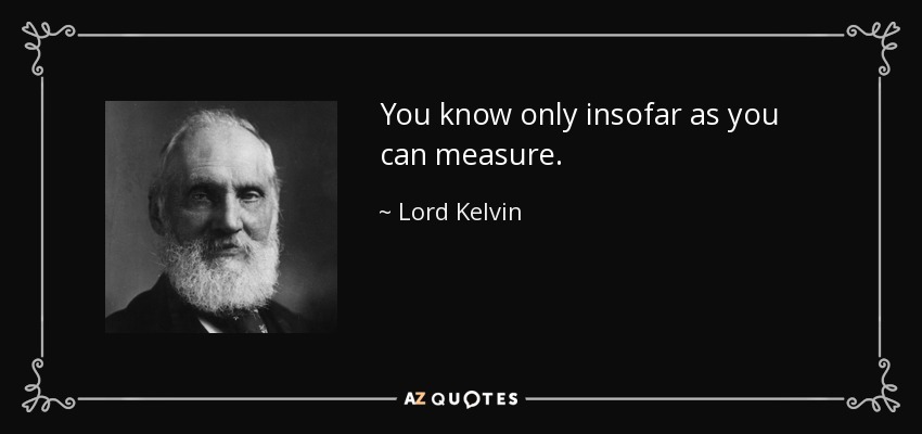 You know only insofar as you can measure. - Lord Kelvin